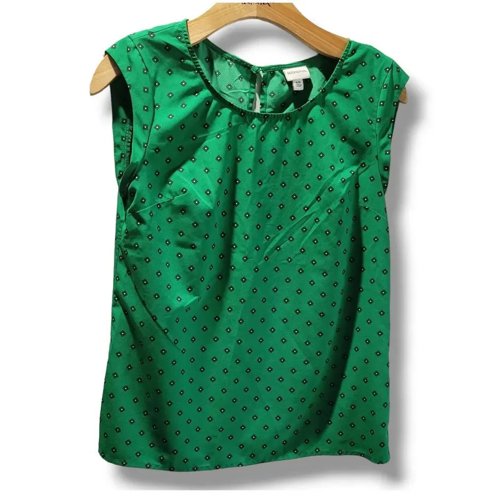 Merona women's green floral cap sleeves careerwear Blouse  - small